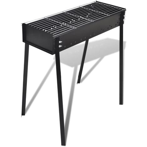 BBQ Stand Charcoal Barbecue Square 75 x 28 cm - Black