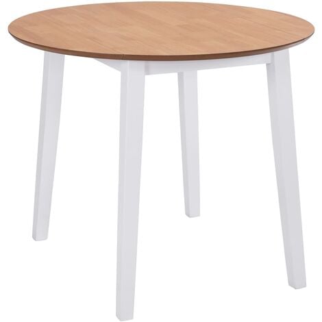 Drop-leaf Dining Table Round MDF White - White