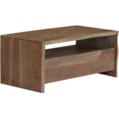 Coffee Table Solid Acacia Wood Live Edges 90x50x40 cm Grey