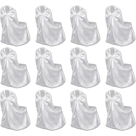 Chair Cover for Wedding Banquet 12 pcs White - White