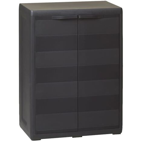 Garden Storage Cabinet with 1 Shelf Black - Black