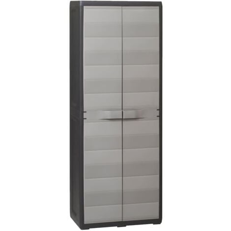 Garden Storage Cabinet with 3 Shelves Black and Grey - Grey