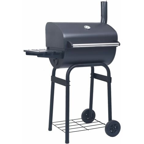 Charcoal BBQ Grill Smoker with Bottom Shelf Black - Black
