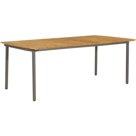 Garden Table 200x100x72cm Solid Acacia Wood and Steel - Brown