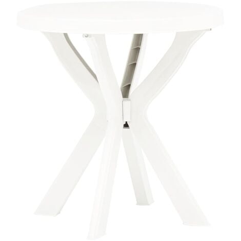 white plastic bistro table