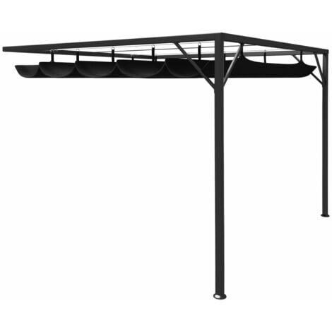 Garden Wall Gazebo with Retractable Roof Canopy 3x3 m Anthracite - Anthracite