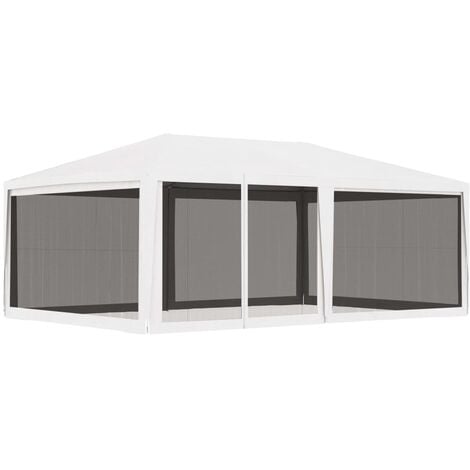 Party Tent with 4 Mesh Sidewalls 4x6 m White - White