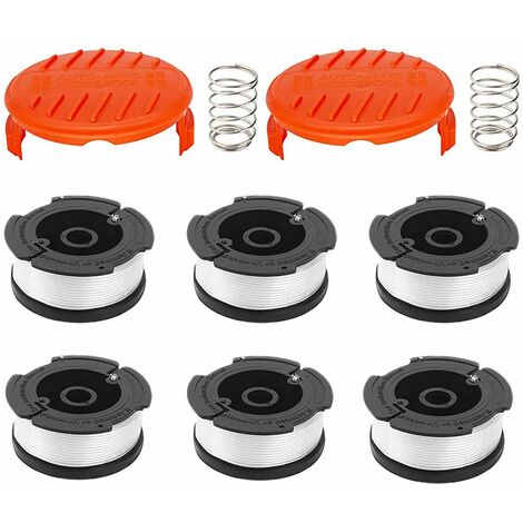 6 pack line spool With 2 covers for replace Black Decker grass trimmers Replacement Spool Weed Eater Cap Autofeed Trimmer String AF-100