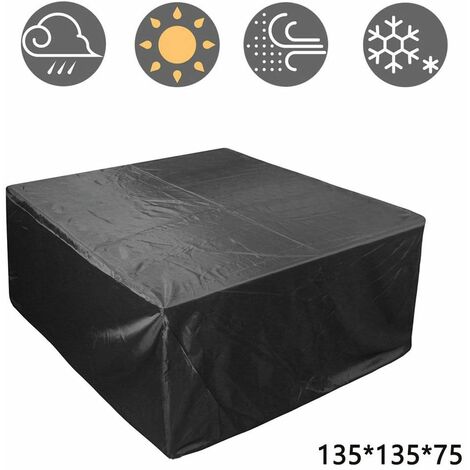 Outdoor Patio Furniture Cover, Rectangular Patio Table Set Cover Waterproof Snow Dust Wind and UV Resistant 210D, 135*135*75cm