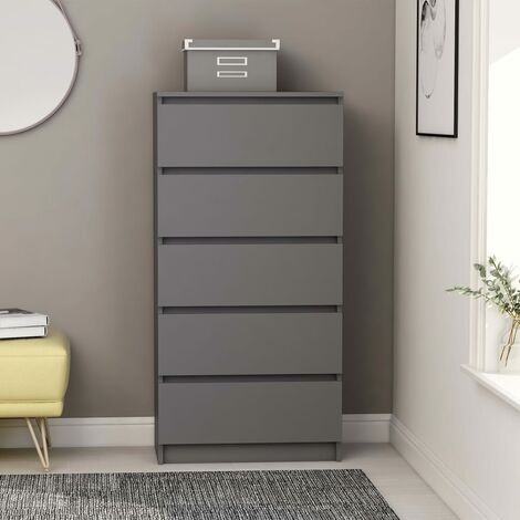 Drawer Sideboard Grey 60x35x121 cm Chipboard - Grey