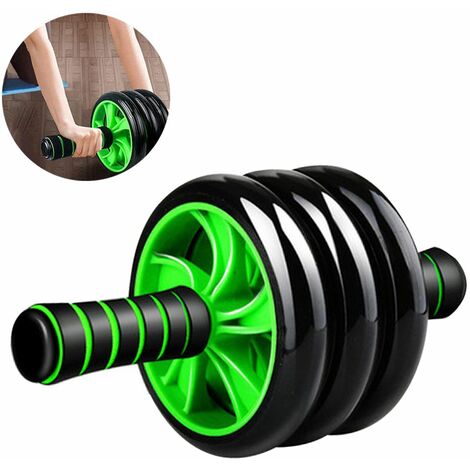Good Times Abdominal Trainer, Roller Abdominal Roller, Abdominal Training, Muscle Trainer, Muscle Trainer with three rollers, knee brace, green