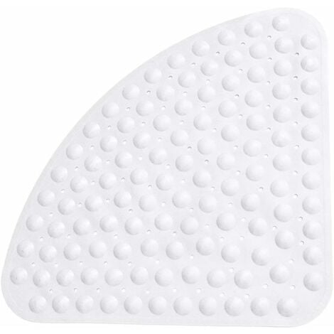 Shower mats shower non-slip, anti-slip mat, antibacterial, anti-mold, quarter circle, corner area, bathtub mats bath mat with suction cups for bathtub shower 54 x 54 cm - white