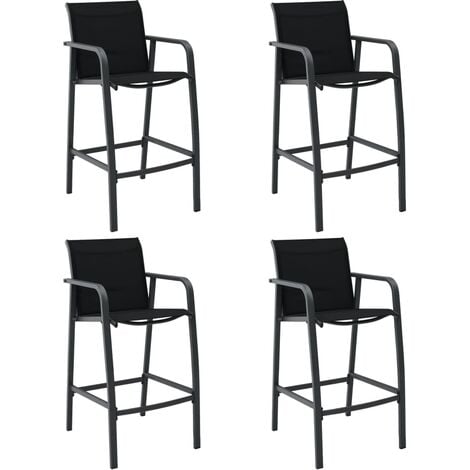 Garden Bar Chairs 4 pcs Black Textilene - Black