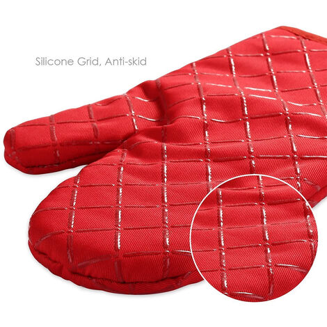 Oven Mitts, Premium Heat Resistant Kitchen Gloves Cotton & Polyester  Quilted Oversized Mittens, 1 Pair Purple,New