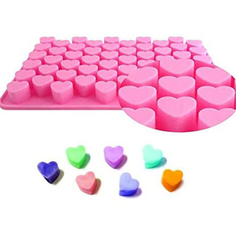 1pc Silicone Mini Heart Molds with Ice Cube Heart Molds Gummy Heart Molds  Mini Heart Shape Mold for Baking Silicone Molds for Candy Chocolate Soap  Jelly Cake Heart Ice Tray (Pink)