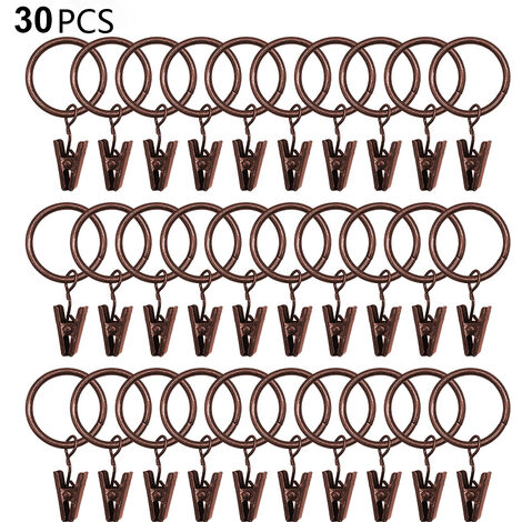 Curtain Rings and Hooks, 22 pcs 38mm Internal Diameter Curtain Rings and  Plastic Curtain Hooks , The Can Be Opened and Closed，for Hanging Rings  Curtains and Rods (Black-22 Pcs) : : Home