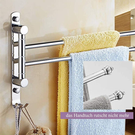 Swivel Towel Bar 2 Swivel Arms Stainless Steel Wall Mounted Bathroom Towel  Bar Rustproof Hanging Rack Brushed Gold Finish