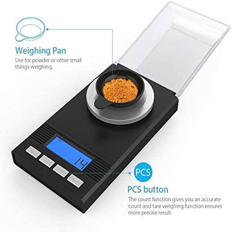 Milligram Scale 50g / 0.001g, Reloading Scale with 20g Calibration Weight ,  High Precision Jewelry Scale with Large LCD Display, MG Scale for Gold