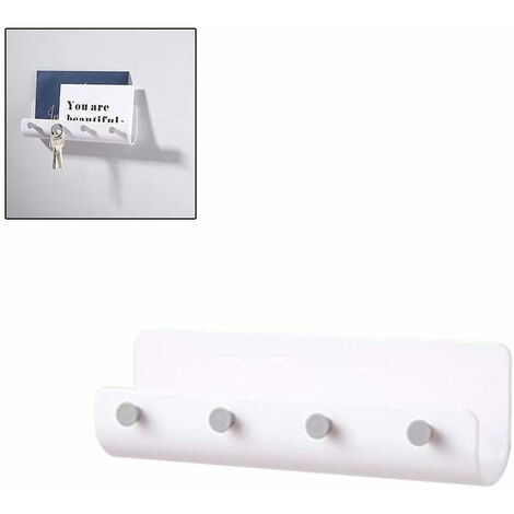 Wall mount key board storage shelf - U-shaped hook rail, small key board,  self-adhesive wall hooks made of ABS for keys, scarves, can jackets, hats.