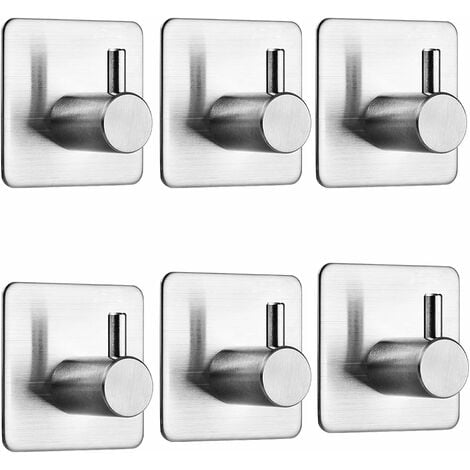 6 Pieces 3M Adhesive Hook, Stainless Steel Bathroom Wall Hook, Self  Adhesive Waterproof and Oil Resistant Towel Rack for Kitchen, Living Room  and Office