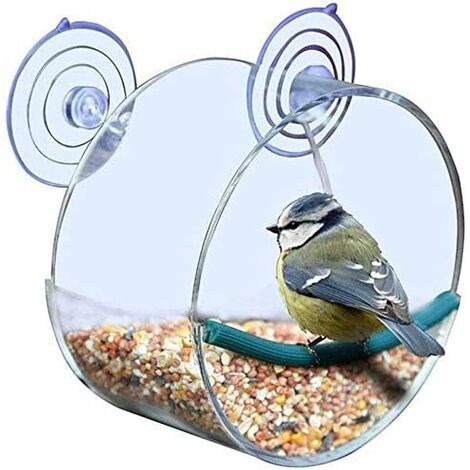 Clear Acrylic Window Bird Feeder Wild Bird Feeder Bird Feeder Hanging Bird  House Including Strong Suction Cups for Indoor Bird Watching Garden