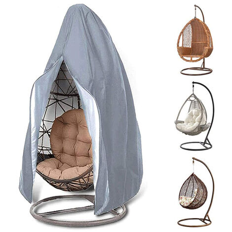 Hanging Egg Chair Cover, Durable Lightweight Waterproof Egg Swing Chair Cover with Zipper Fits Most Outdoor Single Swing Egg Chair Dust Protector, gray