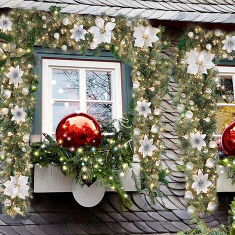 silver and red christmas garland