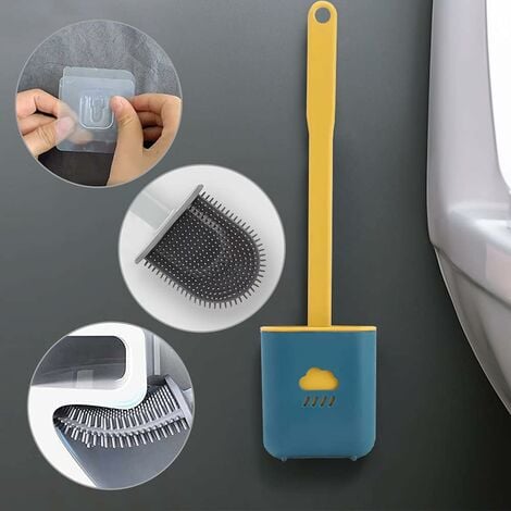 2pcs Toilet Brush, Flat Antibacterial Silicone Toilet Brush Kit Toilet  Brush And Holder, Quick Drying Silicone Toilet Brush, Hanging Silicone  Toilet B