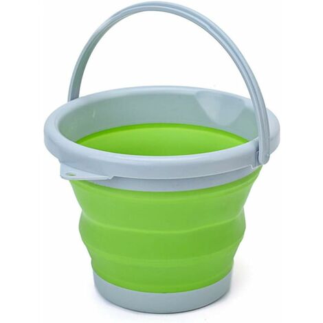 Collapsible Bucket For Camping, 5l/10l Collapsible Bucket, Silicone Bucket  With Portable Handle, Green Water Bucket, For Mopping Washing Cleaning For