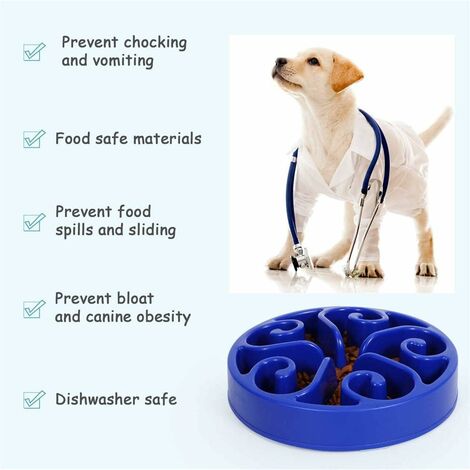 Anti Glutton Dog Bowl Slow Feeding Bowl With Non-slip Base Promotes Healthy  Eating And Slow Digestion (large Blue, Maze)