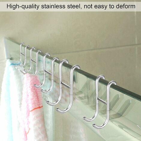 Shower Hooks No Drilling Required Shower Screen Hook With Rubber Stainless  Steel Silver
