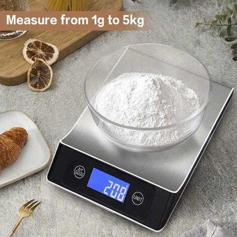 1pc 10kg/1g household digital display kitchen electronic scale high  precision baking food scale stainless steel surface weight scale small  table scale