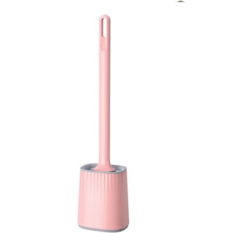 Silicone Toilet Brush, Pink Toilet Brushes and Holders for Bathroom Quick Dry TPR Toilet Brush