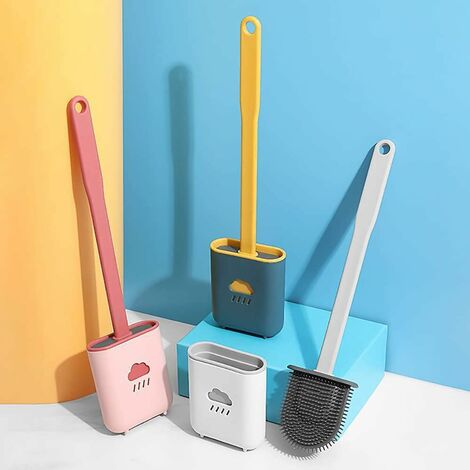 Baffect Curved Toilet Brush Plastic Long Antislip Grip Handle Toilet Cleaning Brushes Strong Decontamination Hanging Portable Toilet Bowl Brush