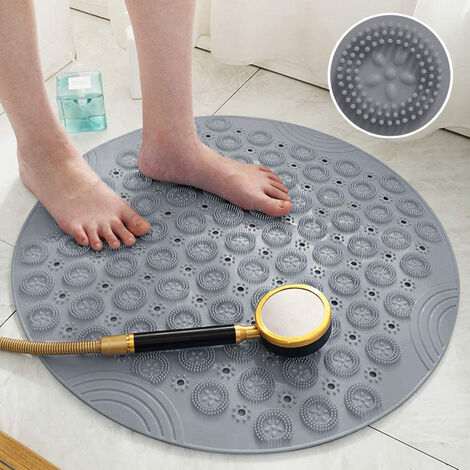 Shower Mat Non-slip Round Bathroom Mat With Strong Rubber Suction Cups And  Drain Holes Pvc Washable Shower Massage Foot Pad For Kids, Adults, Elderly