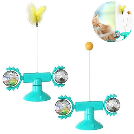 Cat Treat Dispenser Toy Windmill Cat Treat Puzzle Suction Cup Cat Treat Toys  for Cat Exercise Wheel Treadmill Cat Toys for Indoor Cats Interactive  Catnip Toys 