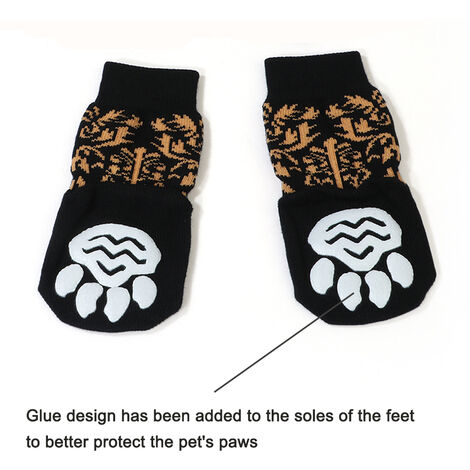 Dog Socks Non-Slip Pet Socks with Rubber Reinforcement Knit Socks for Dogs  with Traction Soles