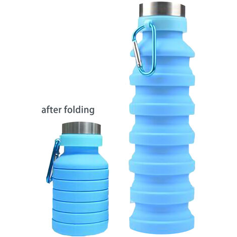 Kids Water Bottle Portable Foldable Silicone Leakproof Water Bottle With  Neck Strap For Girls Bpa Free (blue)