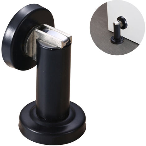 Magnetic Door Stopper, Stainless Steel Brushed Door Catch Modern Solid  Rigid Door Stoppers Baby Proof Door Holder Wall/Floor Mount, black