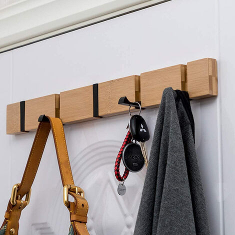 Wall Mounted Coat Rack with 4 Movable Hooks, Coat Hooks Wall Hook