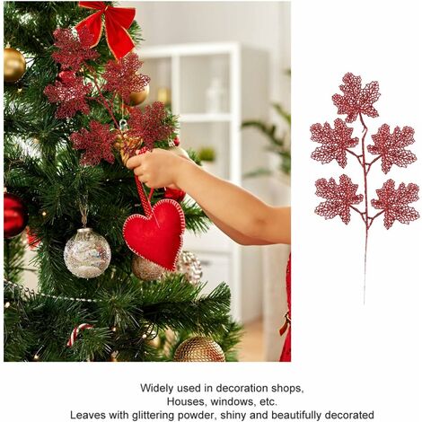 Red glitter poinsettia christmas tree ornaments Clearance