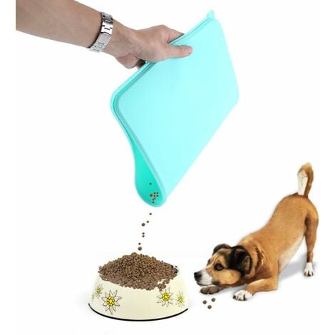 Silicone Waterproof Placemat Shaped Pet Feeding Mat, Silicone Raised Lip  Non Spill Dog Cat Bowl Mat