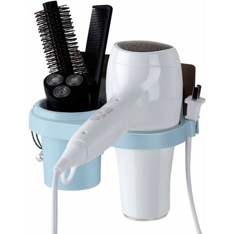 Hair Dryer Holder, Hair Dryer Holder for Wall Mount, Hair Dryer Storage Box, Hair Dryer Storage and Hair Straightener Holder Kitchen Storage Basket (blue)