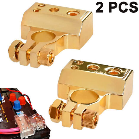 Battery Terminal Connectors Kit Gauge Positive and Negative with Clear  Covers and Shims for Car Auto Caravan Marine Boat, gold