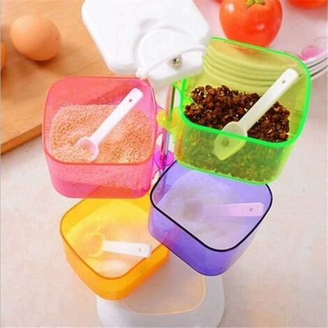 Kitchen 4 Grids Spice Box Combination Set Condiment Container