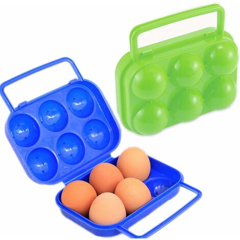 2PCS Portable 6 Eggs Plastic Container Holder Folding Storage Box