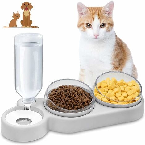 Cat Bowls, Cat Bowls, Tilt 15 ° Double Elevated Cat Bowl, Non-Slip Protective Neck Pet Food Bowls, Double Cat Dog Bowl (XXL)