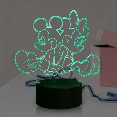 Minnie Mouse Pink Purpl Baby Children Nursery Table Lamp Night Light Touch Lamp 
