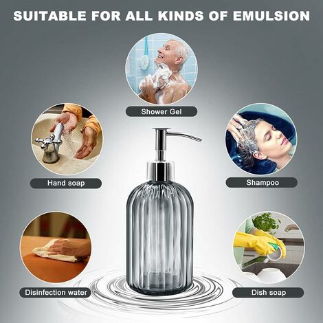 Foaming Hand Soap Dispenser Ceramic Foam Dish Soap Dispenser for Bathroom  and Kitchen Sink Liquid Pump Bottle for Shampoo Body Wash Black 2 Pack