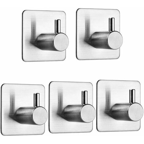 Self Adhesive Hooks，3M Sticky Hooks,Helot Stainless Coat Hooks Heavy Duty Door Hooks,4 Pieces Towel Hooks for Bathrooms,Kitchen,Lavatory Closet and Rust Proof 